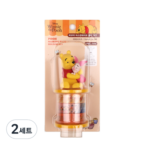 디즈니 푸 피규어 마스킹테이프 홀더 세트, 혼합색상, 2세트