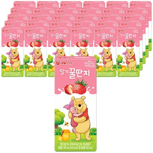 서울우유 딸기 꿀단지 멸균우유팩, 180ml, 96개