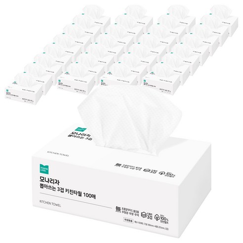 모나리자 뽑아쓰는 3겹 천연펄프 키친타월, 100매, 54개