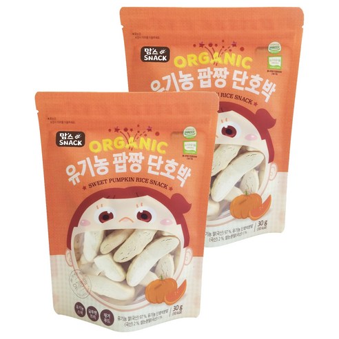맘스스낵 유기농 팝짱 단호박, 단호박맛, 30g, 2개