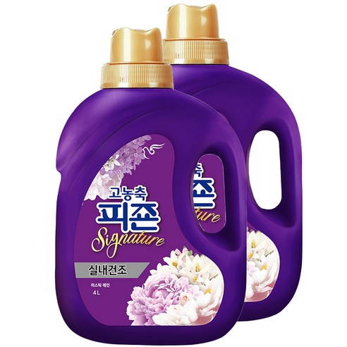 피죤 고농축 시그니처 섬유유연제 미스틱레인 본품, 4000ml, 2개