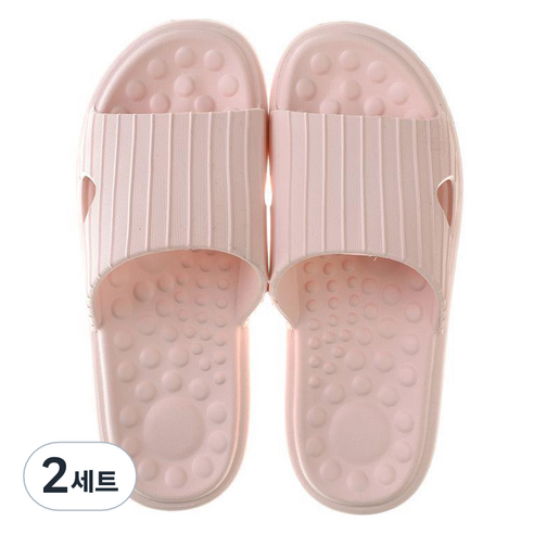 언헤브 부드러운 경량 지압 슬리퍼 230, 02 핑크, 2세트