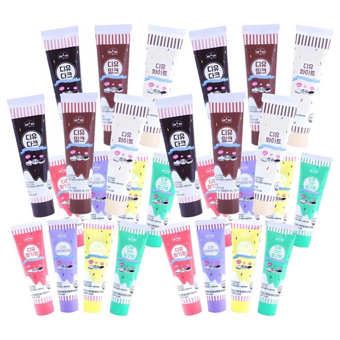 디유 튜브형 diy 초콜릿 만들기 재료 다크 90g + 밀크 90g + 화이트 90g + 딸기 50g + 블루베리 50g + 바나나 50g + 그린망고 50g 세트, 7종, 4세트
