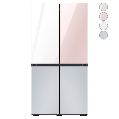 [색상선택형] 삼성전자 비스포크 프리스탠딩 냉장고 방문설치, RF85A93J1AP, 글램 화이트 + 글램 핑크 + 코타 페블