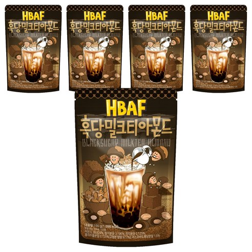 HBAF 흑당밀크티 아몬드, 190g, 5개