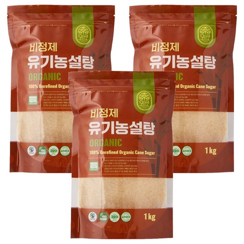 orco 비정제 유기농 설탕, 3개, 1kg