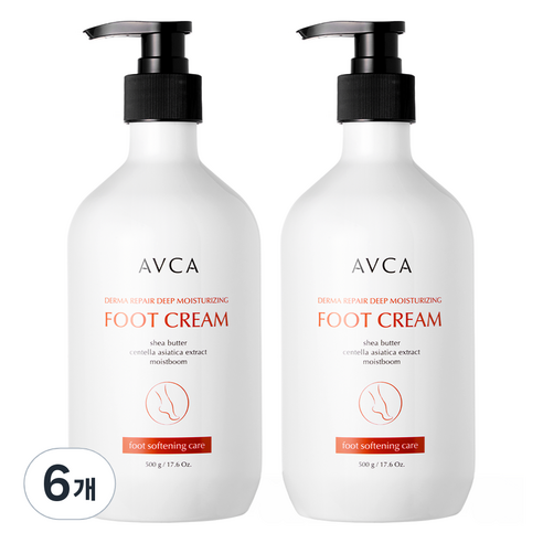 아브카 더마 리페어 고보습 각질제거 풋크림, 1개입, 6개, 500ml