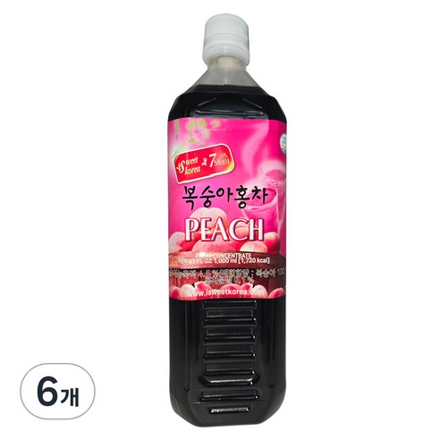 스위트 코리아 복숭아 홍차, 1L, 6개