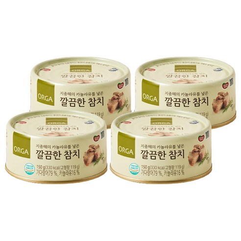 올가홀푸드 깔끔한 참치 통조림, 150g, 4개