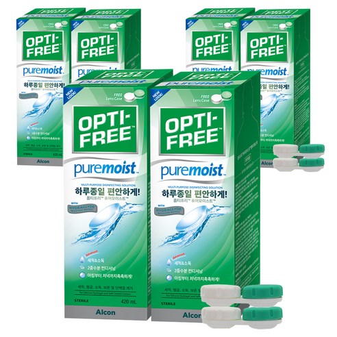 옵티프리 퓨어모이스트 렌즈세정액 420ml 2p + 렌즈케이스 2p, 6개