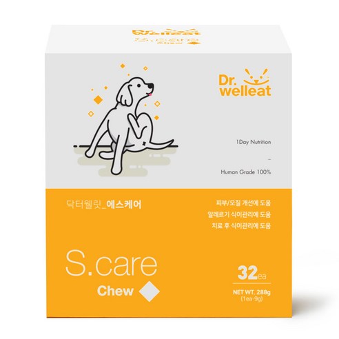 닥터웰릿 스킨케어 츄 강아지 간식 32p, 피부건강, 288g, 1개