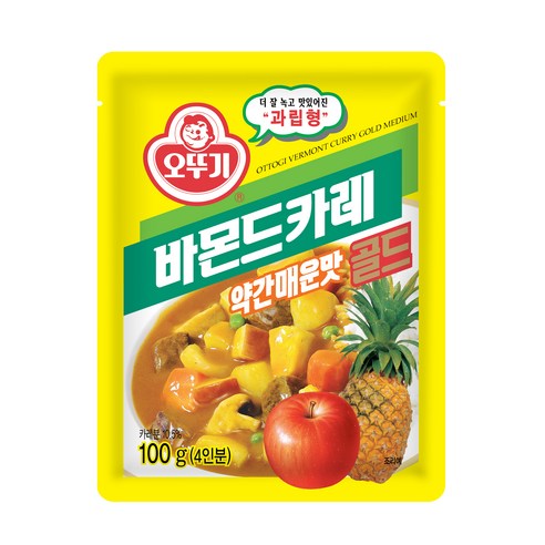 오뚜기 바몬드 카레 골드 약간매운맛 과립형, 100g, 3개