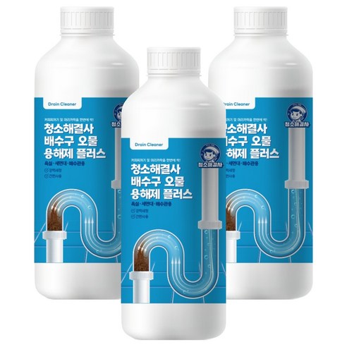청소해결사 배수구 오물 용해제 플러스, 1L, 3개