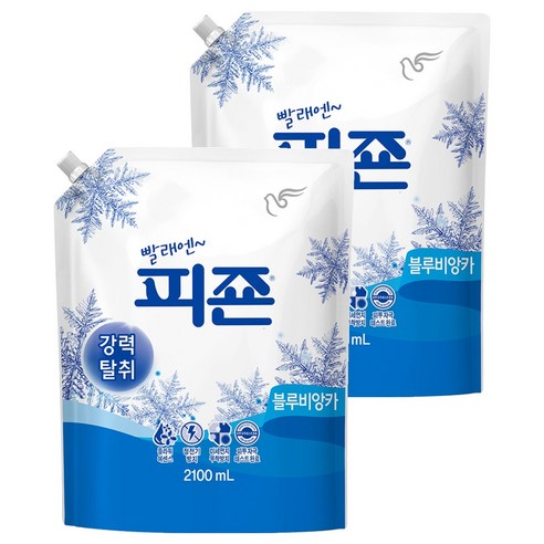 피죤 레귤러 섬유유연제 블루비앙카 리필, 2.1L, 2개