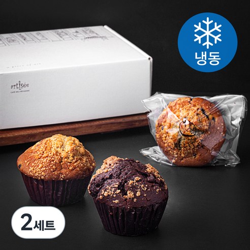 아티제 머핀세트 블루베리 크럼블 머핀 100g x 2개 + 더블 초콜릿 크럼블 머핀 100g x 2개 (냉동), 2세트