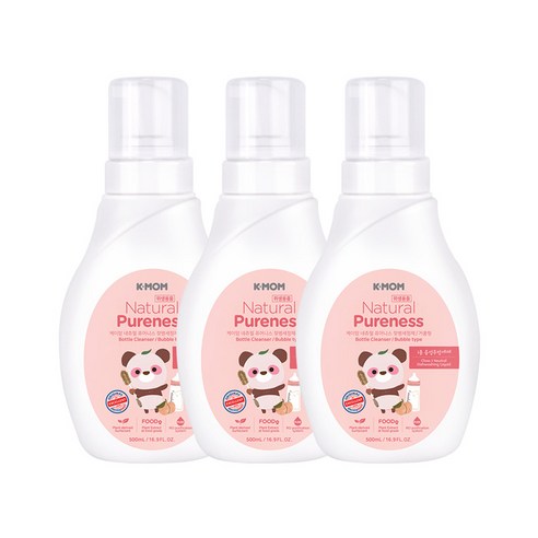 케이맘 퓨어니스 젖병세정제 거품형 용기, 500ml, 3개