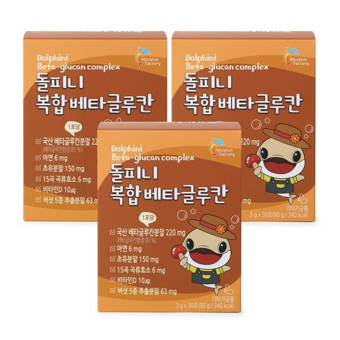 엔돌핀팩토리 돌피니 복합 베타글루칸 아연 초유분말 비타민D, 3g, 90개
