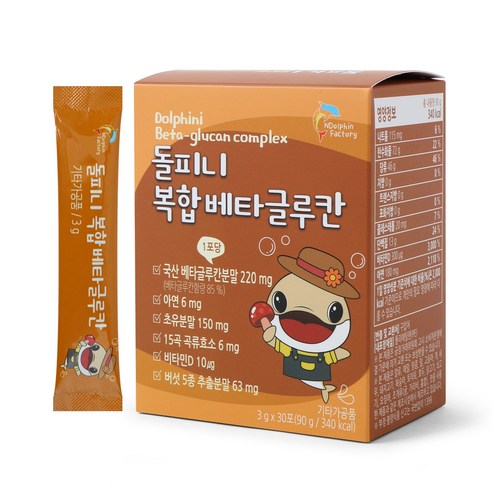 엔돌핀팩토리 돌피니 복합 베타글루칸 아연 초유분말 비타민D, 3g, 30개
