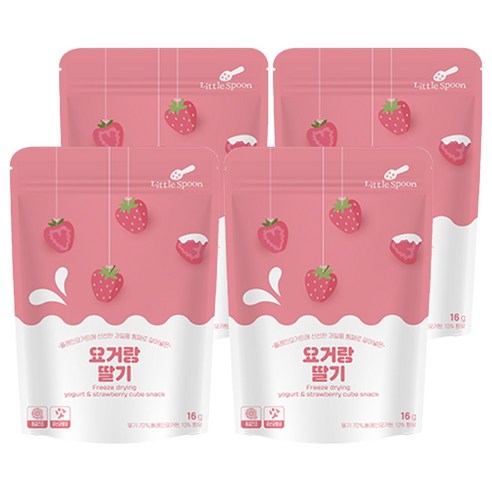 리틀스푼 요거트 큐브스낵 16g, 요거랑 딸기, 4개