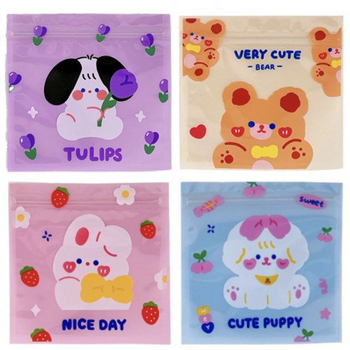 미미파티 귀여운 곰돌이 다용도 지퍼백 포장 봉투세트 40p, 귀여운 동물 믹스, 1세트