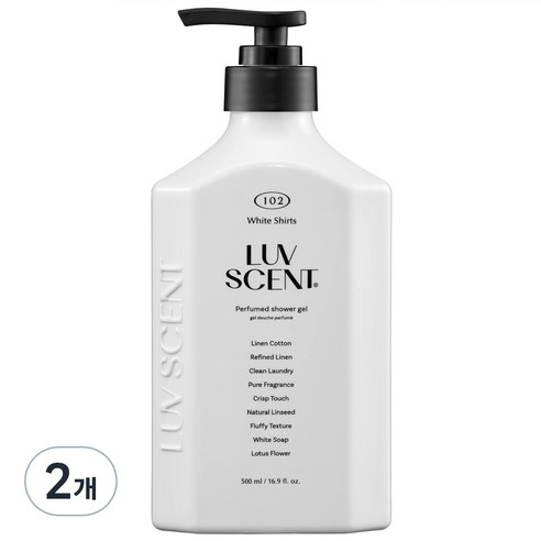 애경 럽센트 바디워시 화이트셔츠 린넨 코튼향, 500ml, 2개