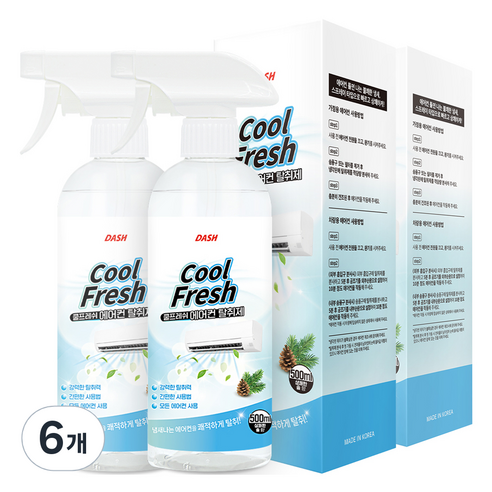 대쉬 쿨프레쉬 에어컨 탈취제, 500ml, 6개
