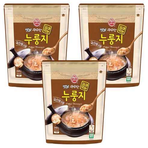 오뚜기옛날 구수한 끓여먹는 누룽지, 240g, 3개