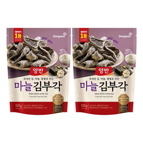 양반 마늘 김부각, 50g, 2개 - 김스낵 | 쿠팡
