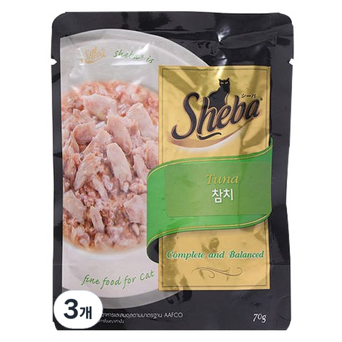 쉬바 고양이 주식 파우치, 참치, 70g, 3개