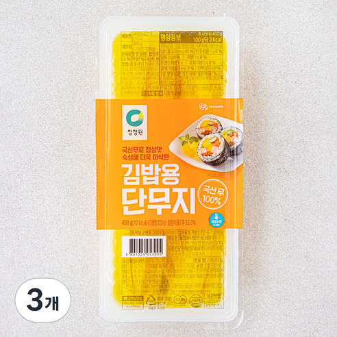 청정원 우리가족 김밥용 단무지, 400g, 3개