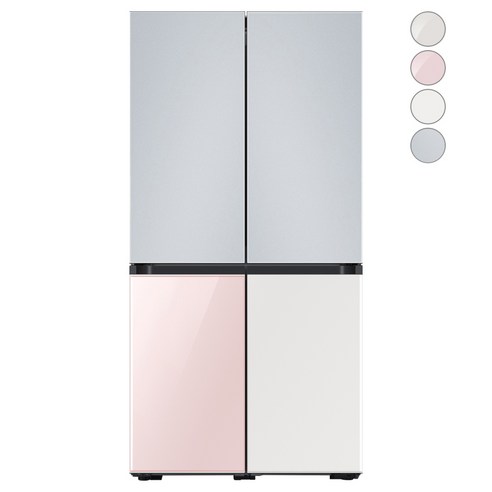 [색상선택형] 삼성전자 비스포크 프리스탠딩 냉장고 방문설치, RF85A9241AP, 코타 페블 + 글램 핑크 + 글램 화이트