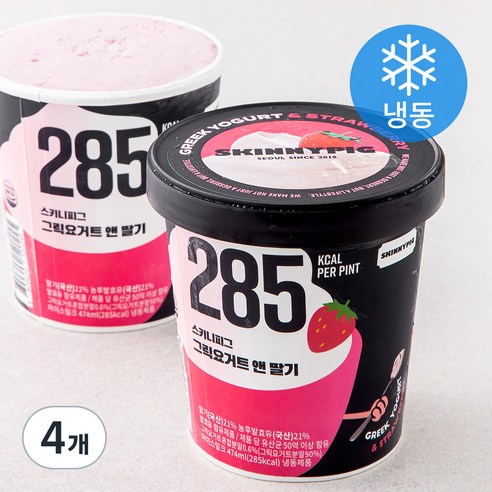 스키니피그 그릭요거트 앤 딸기 아이스밀크 (냉동), 4개, 474ml