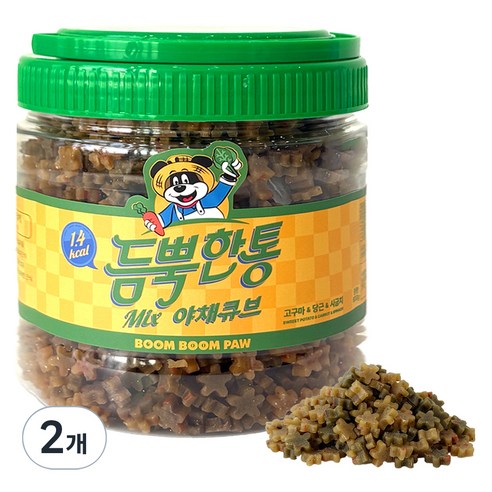 붐붐포 강아지 듬뿍한통 믹스 노즈워크 큐브 트릿, 야채맛(고구마/당근/시금치), 600g, 2개