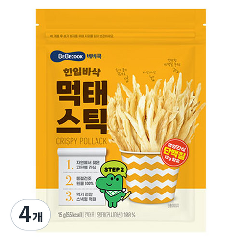 베베쿡 한입 바삭 먹태스틱, 먹태맛, 15g, 4개