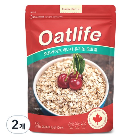 오트라이프 유기농 오트밀, 1kg, 2개