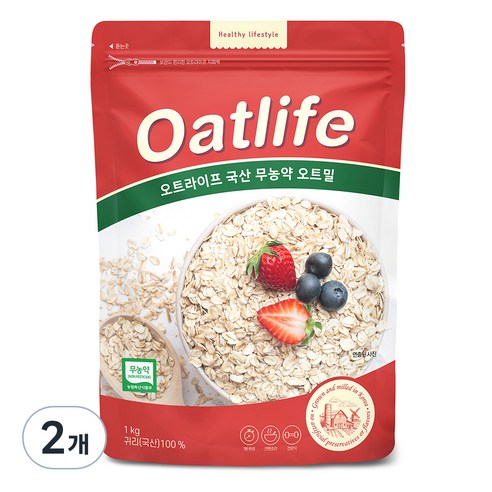 오트라이프 국산 무농약 오트밀, 1kg, 2개