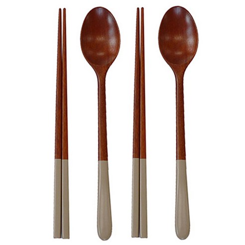 아카시아 옻칠 파스텔수저 2p 세트 베이지, 수저2p + 젓가락 2p, 1세트