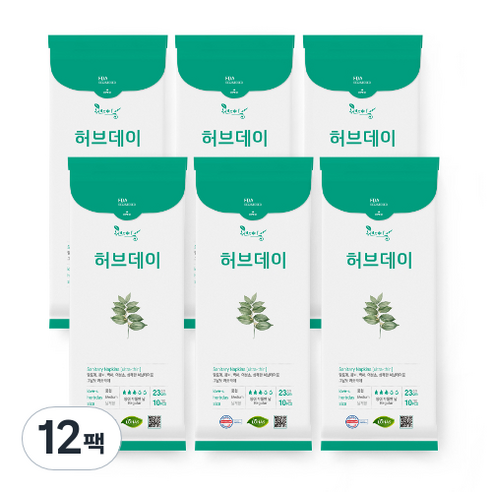 허브데이 중형 생리대 날개형, 10개입, 12팩
