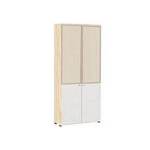 리바트 조인 우드 800 하부2단 상부유리도어 책장 방문설치, 오크(책장) + 화이트(도어), 5단