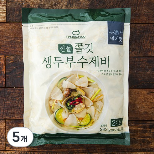 한둘푸드 쫄깃 생두부 수제비 멸치맛 2인분, 342g, 5개