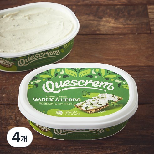 퀘스크램 갈릭 앤 허브 크림치즈, 200g, 1개입, 4개