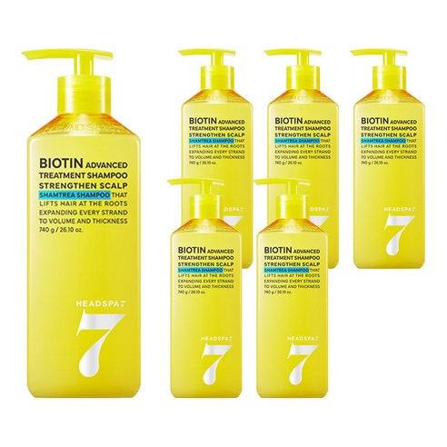 헤드스파7 비오틴 어드밴스드 트리트먼트 탈모증상완화 샴푸, 740g, 6개