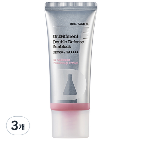 닥터디퍼런트 더블 디펜스 선블록 SPF50+ PA++++, 40ml, 3개