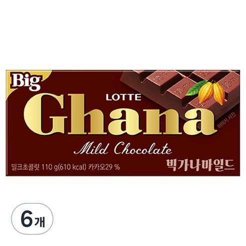 가나 빅 밀크 초콜릿, 110g, 6개
