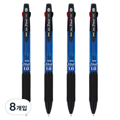 자바펜 제트3볼 멀티펜 1.0mm, 블루, 8개입
