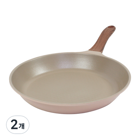 키친아트 본 우드 파스텔핑크 다이아 후라이팬, 28 cm, 2개