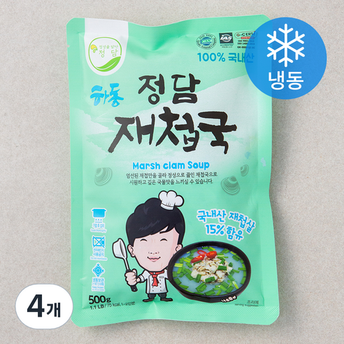 정담 재첩국 (냉동), 500g, 4개