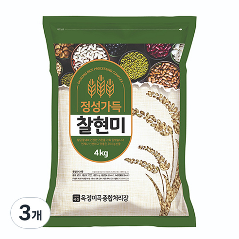 정성가득 찰현미, 4kg, 3개