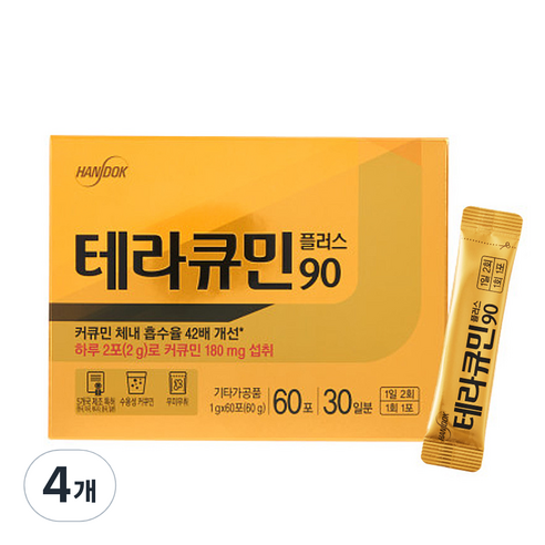테라큐민 플러스90 나노화 커큐민 파우더 분말 강황밥 수용성 커큐민, 60g, 4개