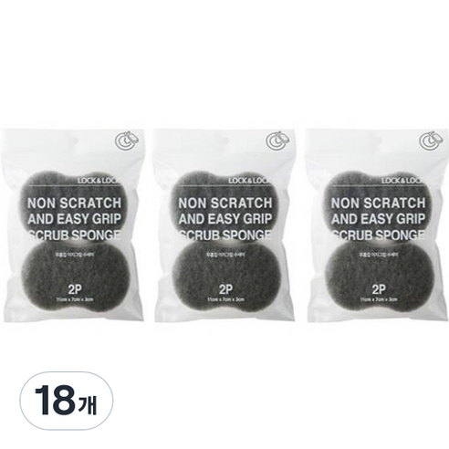락앤락 무흠집 이지그립 수세미, 18개, 2개입